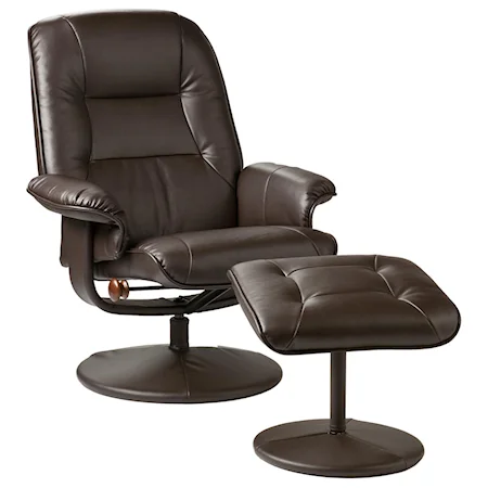 Casual Contemporary Faux Leather Recliner and Ottoman